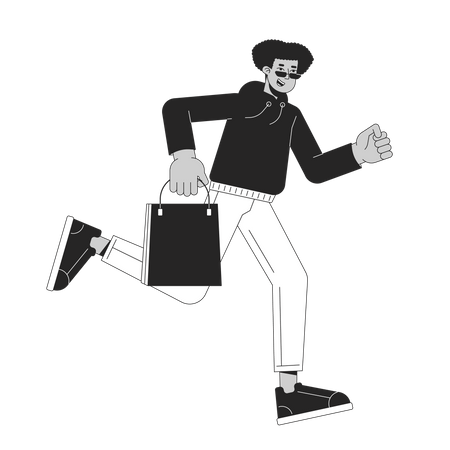 Shopper male running with boutique bag  Illustration