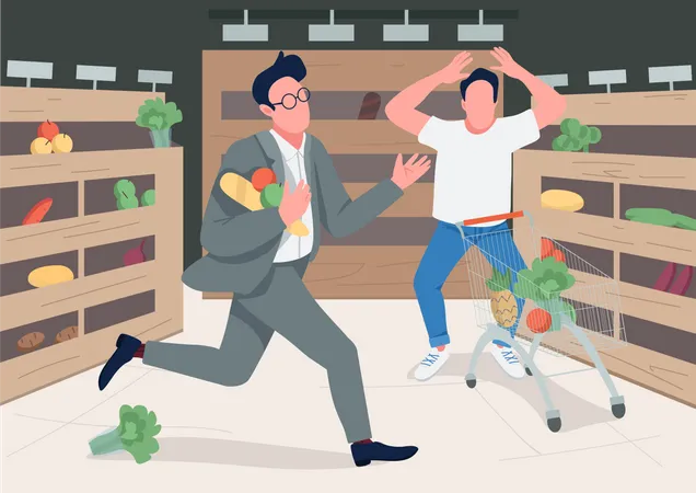 Shoppers in panic  Illustration