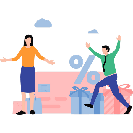 Shopping à prix réduit pour garçons et filles  Illustration