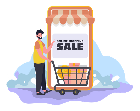 Shopping at an online store Illustration