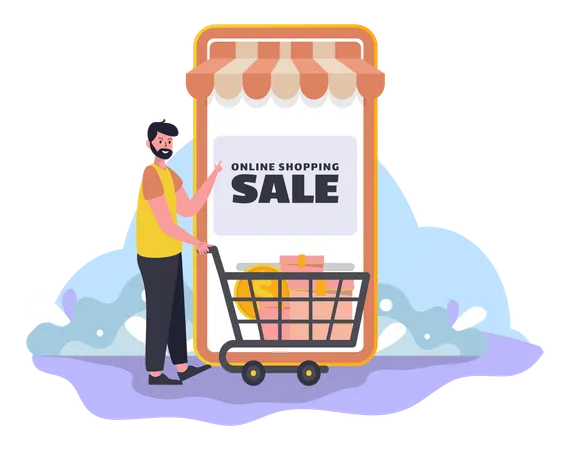 Shopping at an online store Illustration