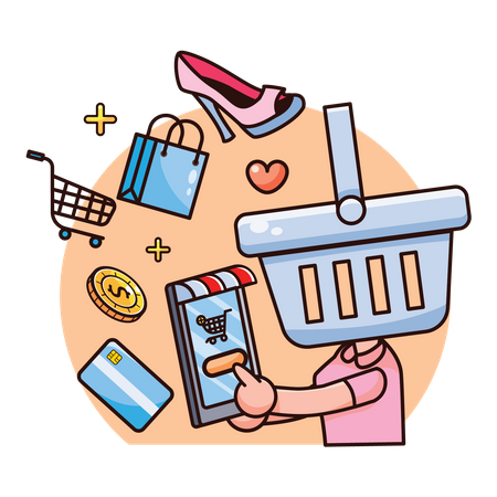 Faire des achats avec un mobile  Illustration