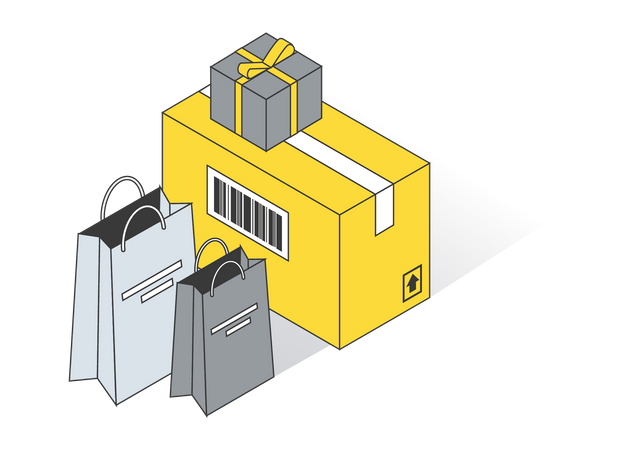 Shopping bag and box Illustration