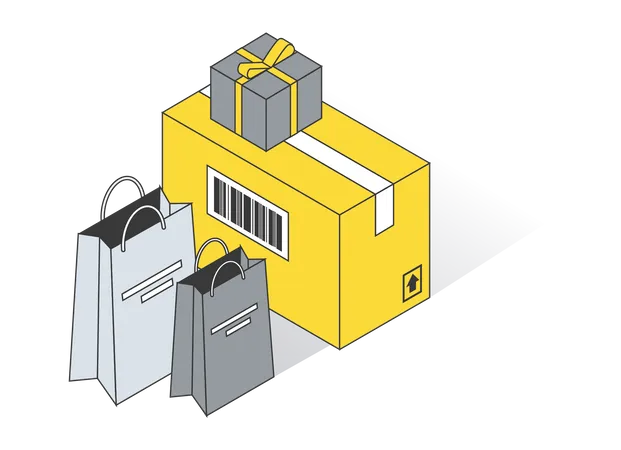 Shopping bag and box  Illustration