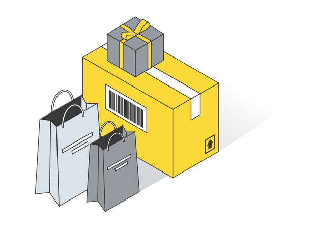 Shopping bag and box  Illustration