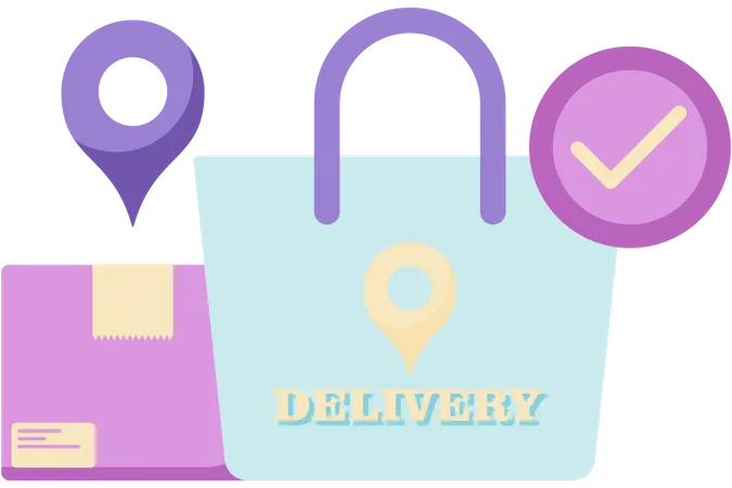 Shopping bag and location pin  Illustration