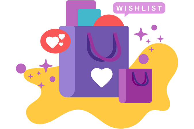 Shopping Bag Filled With Wishlist Items  Illustration