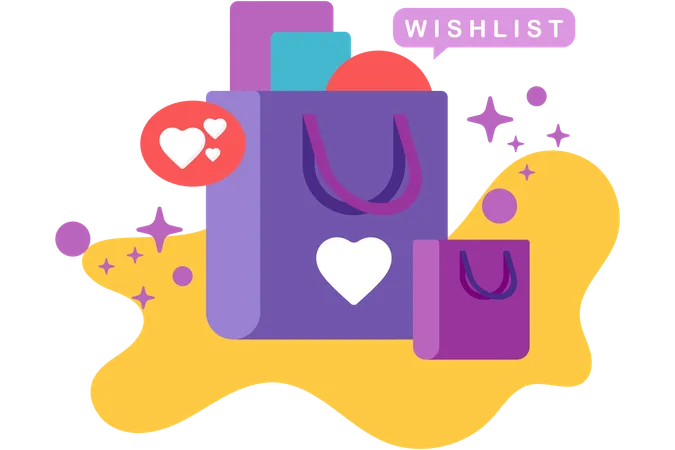 Shopping Bag Filled With Wishlist Items  Illustration