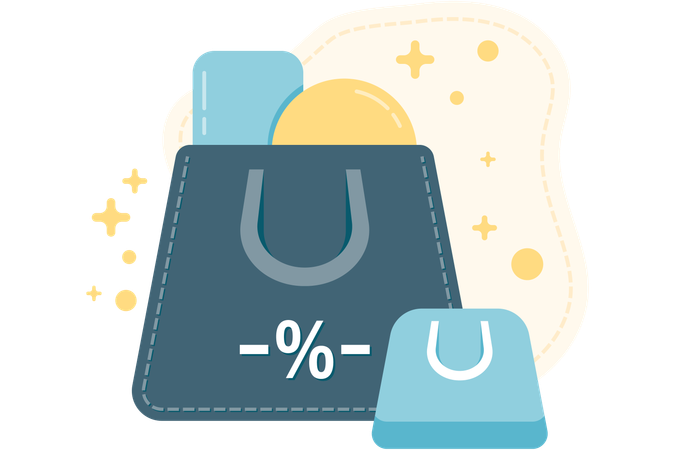 Shopping bag with percentage symbol  Illustration