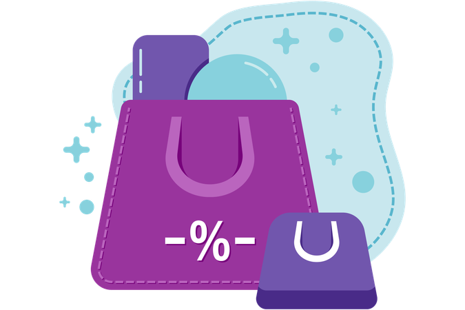 Shopping bag with percentage symbol  Illustration