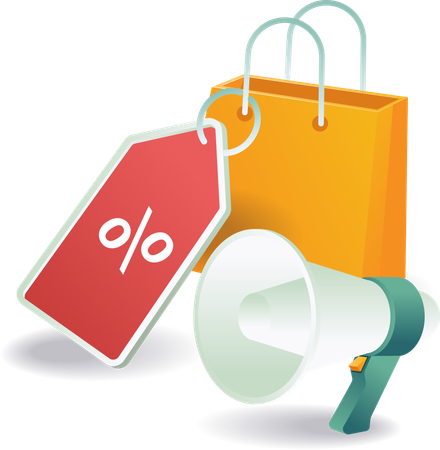 Shopping bags and megaphone  Illustration