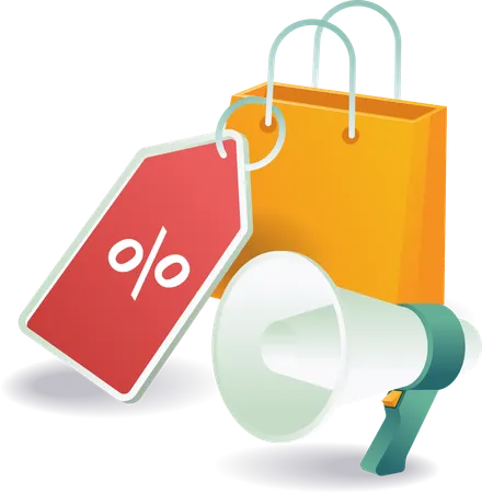 Shopping bags and megaphone  Illustration