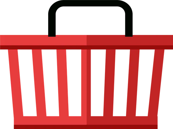 Illustration Of Red Shopping Basket One Plastic Shopping Basket Shopping Basket Icon Isolated Object In Flat Design On White Background Vector Illustration 일러스트레이션