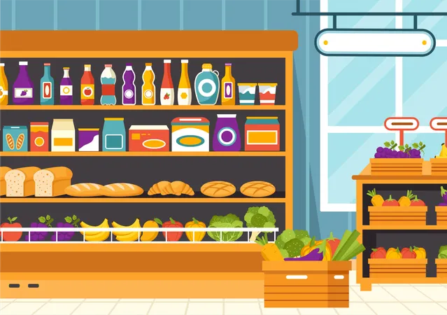 Faire les courses pour les besoins quotidiens  Illustration