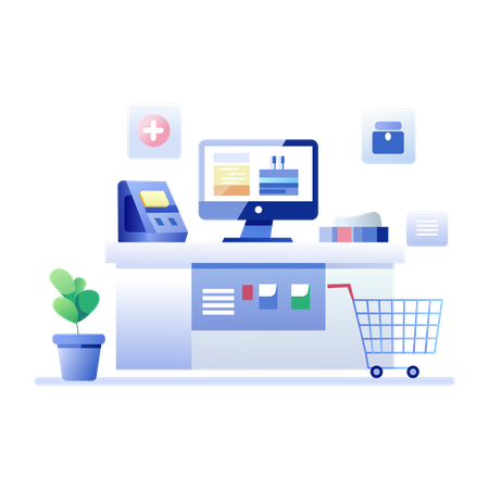 Shopping Billing Counter  Illustration