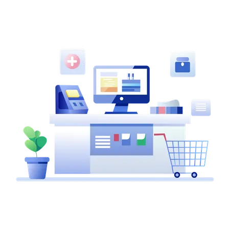 Shopping Billing Counter  Illustration