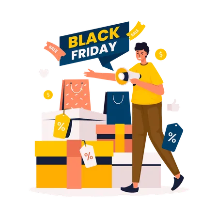 Shopping Black Friday grande offre de vente  Illustration