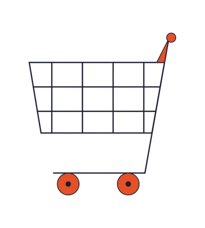 Shopping Cart Flat Line Color Isolated Vector Object Editable Clip Art Image On White Background Simple Outline Cartoon Spot Illustration For Web Design Illustration