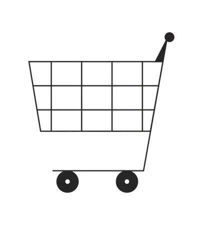 Shopping Cart Flat Monochrome Isolated Vector Object Editable Black And White Line Art Drawing Simple Outline Spot Illustration For Web Graphic Design Illustration