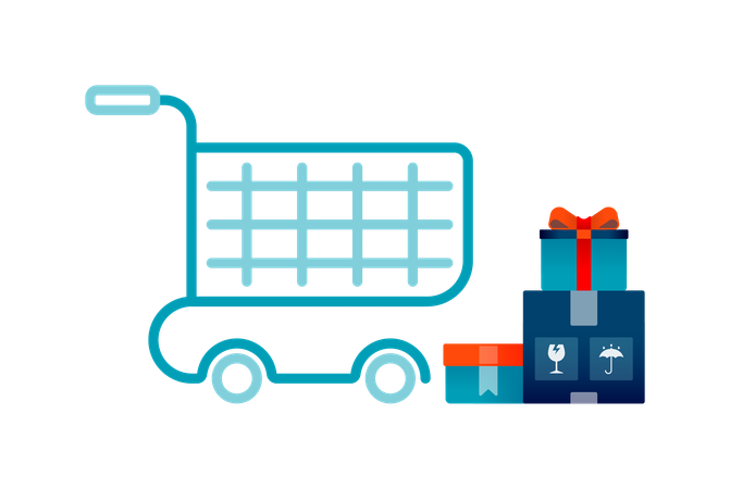 Shopping cart for checking out groceries  Illustration