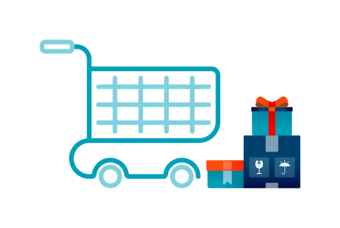 Shopping cart for checking out groceries  Illustration