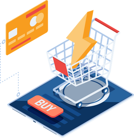 Shopping Cart with Flash Sale  Illustration
