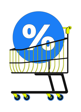 Shopping cart with large discount  Illustration