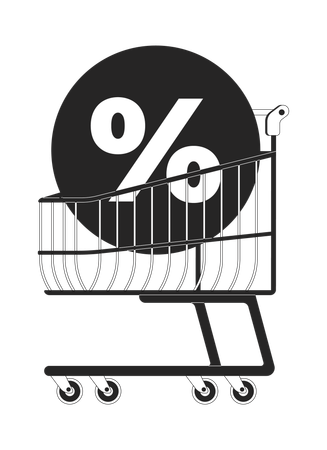 Shopping cart with large discount  Illustration