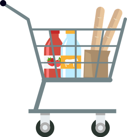 Shopping Cart with Products  Illustration
