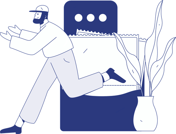 Shopping cashback offer received by man from man  Illustration