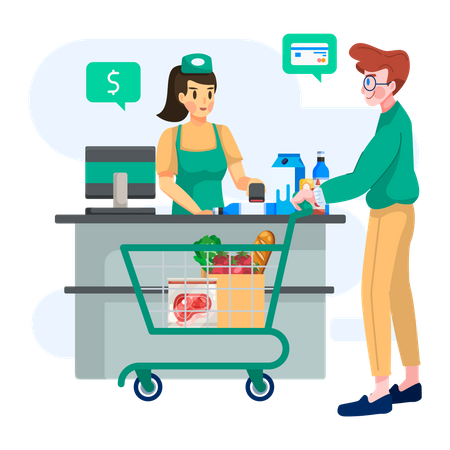 Shopping checkout counter Illustration