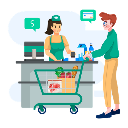 Shopping checkout counter  Illustration