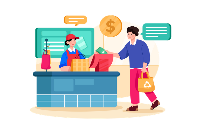 Shopping checkout reception  Illustration