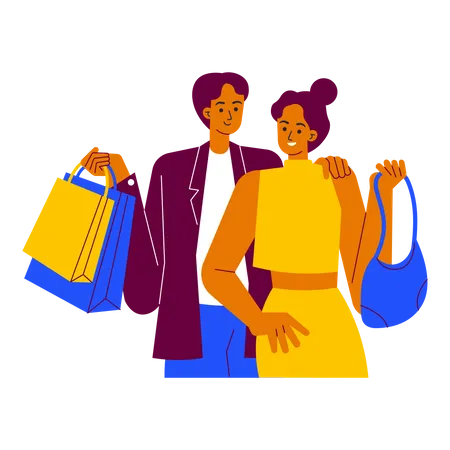 Shopping couple  Illustration