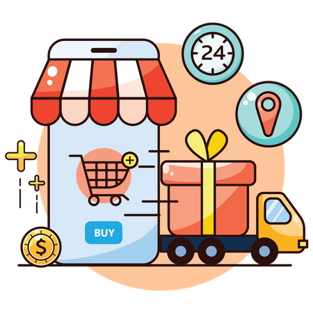 Shopping Delivery Location Illustration