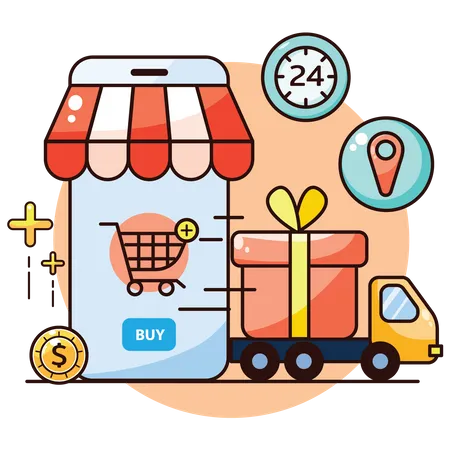 Shopping Delivery Location  Illustration