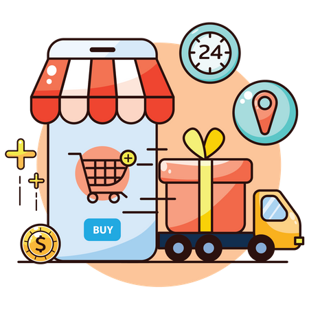 Shopping Delivery Location  Illustration