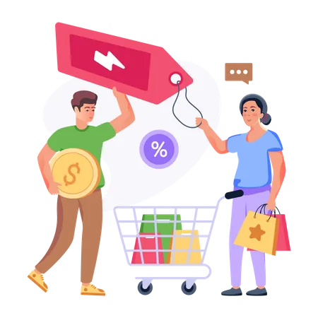 A Scalable Flat Illustration Of Shopping Discount Illustration