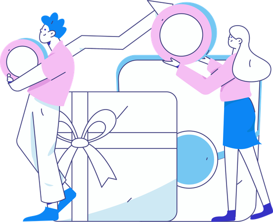 Shopping discount earned by couple  Illustration