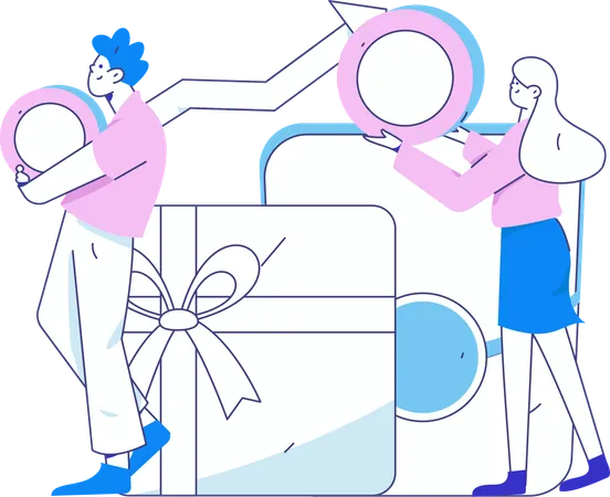 Shopping discount earned by couple  Illustration