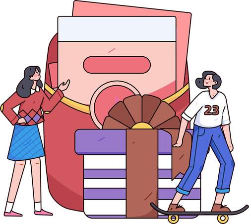 Shopping discount received by woman  Illustration