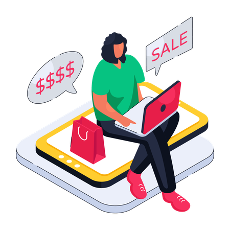 Shopping during online sale  Illustration