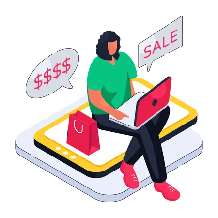 Shopping during online sale  Illustration
