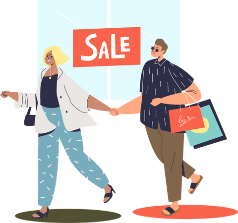 Shopping during sale Illustration