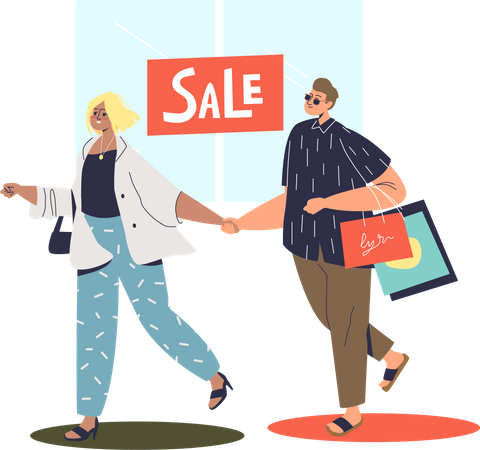 Shopping during sale  Illustration