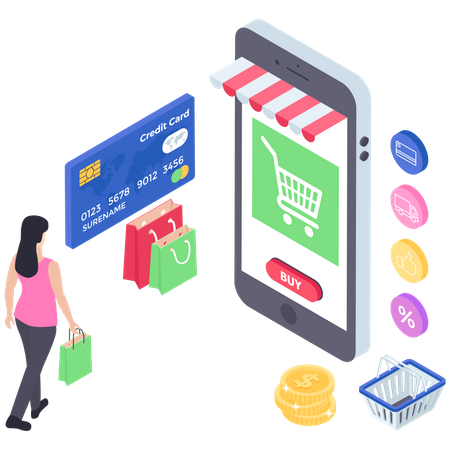 Shopping en ligne  Illustration