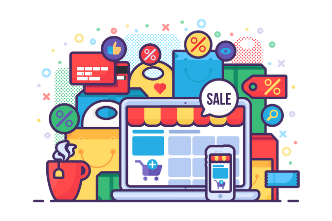 Shopping en ligne  Illustration