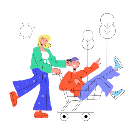 Shopping Enjoyment  Illustration