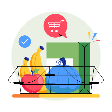 Shopping For Fresh Food  Illustration