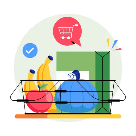 Shopping For Fresh Food  Illustration